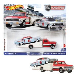1/64 HOT WHEELS PREMIUM TEAM TRANSPORT - '61 IMPALA / '72 CHEVY RAMP TRUCK SZÁLLÍTÓ AUTÓ