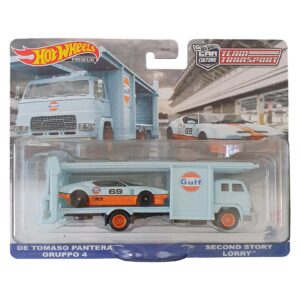1/64 HOT WHEELS PREMIUM TEAM TRANSPORT - DE TOMASO PANTERA GRUPPO 4 / SECOND STORY LORRY SZÁLLÍTÓAUTÓ