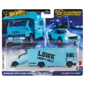 1/64 Nissan Skyline 2000Gt-R LBWK és FLEET FLYER  Hot Wheels Team Transporter Premium