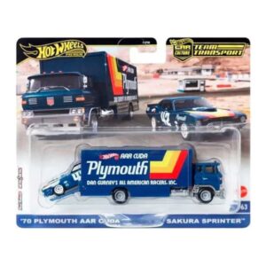 1/64 '70 Plymouth AAR Cuda és Sakura Sprinter Hot Wheels Team Transporter Premium