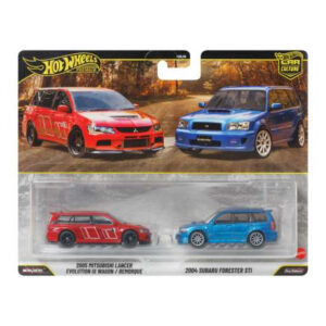 1/64 2005 Hot Wheels Premium Mitsubishi Lancer Evolution IX Wagon & 2004 Subaru Forester STI Premium 2-pack ELŐRENDELHETŐ