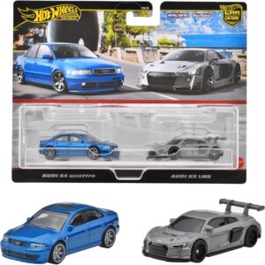 Hot Wheels Premium Duo Pack -AudiS4 Quattro Blue ,Audi R8 LMS grey